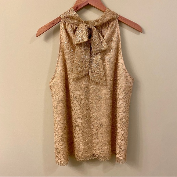 J.Crew | Tie-neck Metal Lace Top - Picture 7 of 8